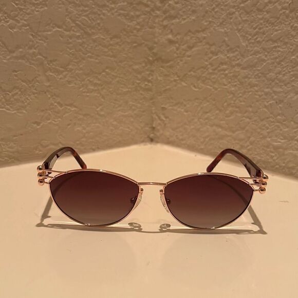 Oceanus Playboy Collab Women's Sunglasses Retro Gold Cat Eye Tortoiseshell Arm - Picture 1 of 8